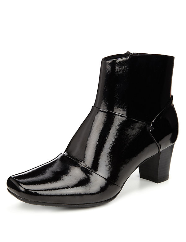 Leather Panelled Patent Ankle Boots with Insolia® - HK