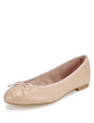 cream leather ballet pumps