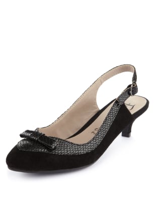 Suede Faux Snakeskin Bow Slingback Shoes | Footglove™ | M&S