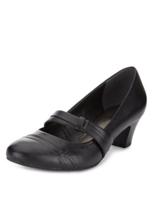 Leather Wide Fit Dolly Court Shoes | Footglove™ | M&S