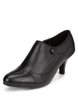 Leather Wide Fit Button Shoe Boots | Footglove™ | M&S