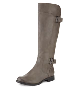 M&S Wide Fit Leder/Wildleder Schleife BOOT Schuhe Halbschuhe