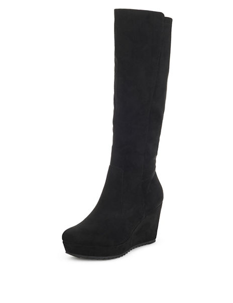 Faux Suede Stretch Zip Knee Boots with Insolia® | M&S Collection | M&S