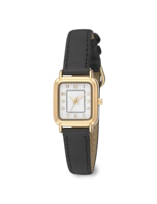 Women's watch rectangular on sale face leather strap