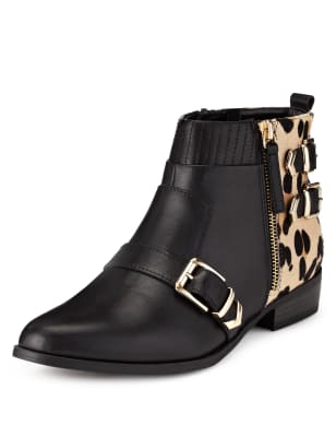 wide fit animal print ankle boots
