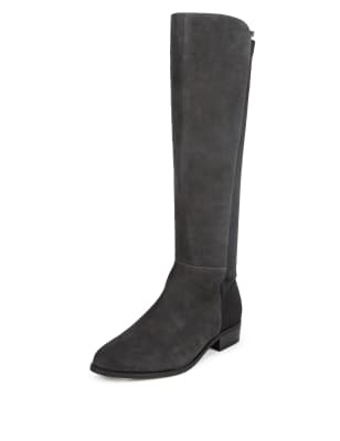 Suede Stretch Back Knee Boots | Twiggy | M&S