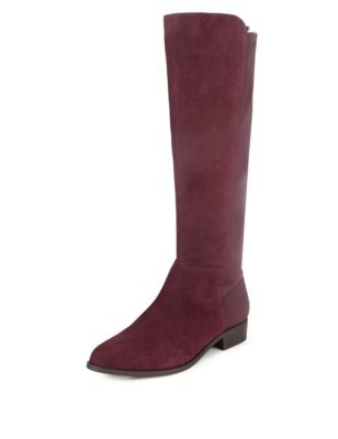 Suede Stretch Back Knee Boots | Twiggy | M&S