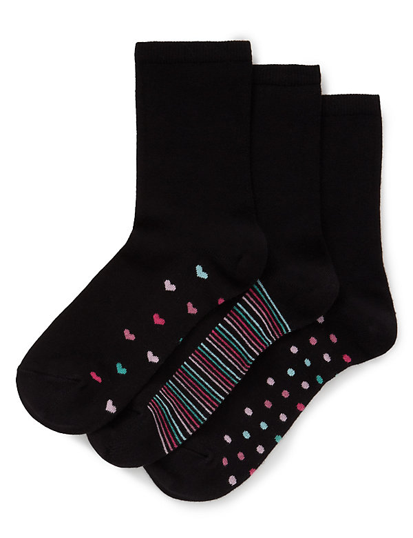 3 Pair Pack Supersoft Stripe Sole Ankle Socks - IL