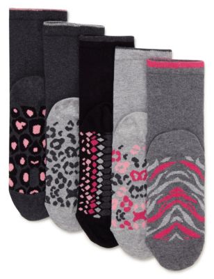 5 Pair Pack Animal Print Footbed Socks | M&S Collection | M&S