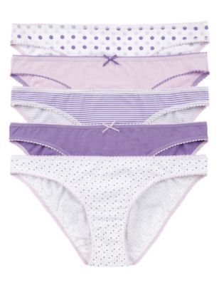 5 Pack Cotton Rich Printed Bikini Knickers | M&S Collection | M&S