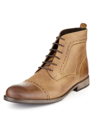 wine brogue boots