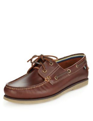 Leather Lace Up Boat Shoes | Blue Harbour | M&S