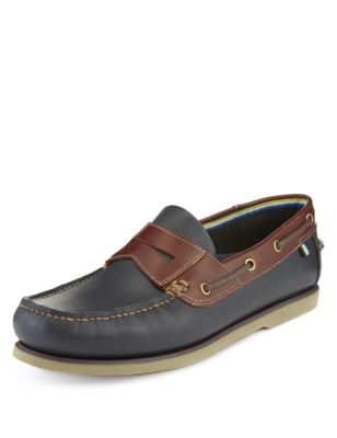 Leather Slip-On Boat Shoes | Blue Harbour | M&S