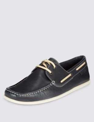 Leather Square Toe Boat Shoes | North Coast | M&S