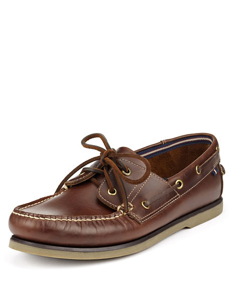 Leather Lace Up Boat Shoes | Blue Harbour | M&S