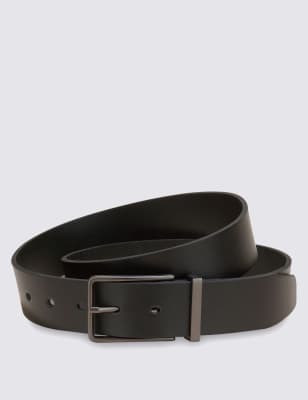 Leather Gunmetal Rectangular Buckle Belt | M&S Collection | M&S