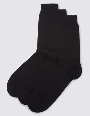  Luxury Lot de 3 paires de chaussettes en coton de qualité supérieure - Black
