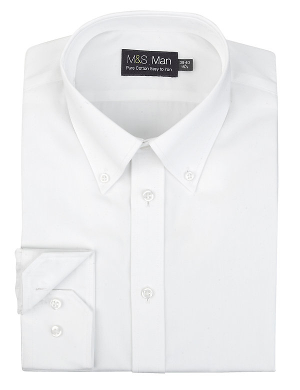 2in Longer Pure Cotton Easy to Iron Poplin Shirt - JE