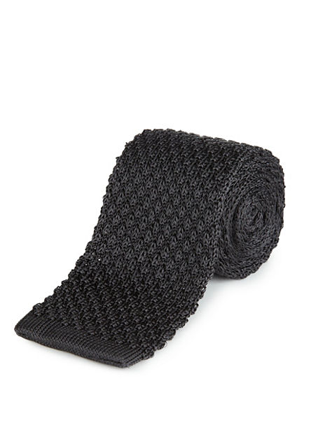 Pure Silk Knitted Tie | Autograph | M&S