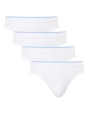 

Mens M&S Collection 4pk Cotton Cool & Fresh™ Stretch Slips - White, White