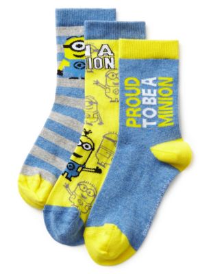 3 Pairs of Freshfeet™ Despicable Me™ Minion Socks with Silver ...