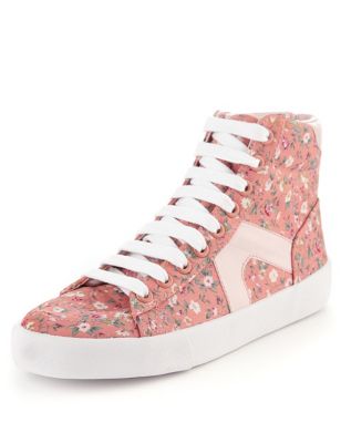 Lace Up High Top Floral Trainers | M&S