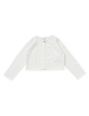 Pure Cotton Stud Embellished Cardigan with StayNEW™ (1-7 Years) | M&S