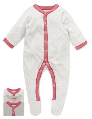 3 Pack Pure Cotton Assorted Sleepsuits | M&S