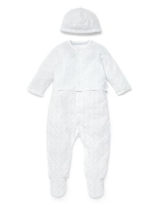 3 Piece Pure Cotton Dungaree Outfit | M&S