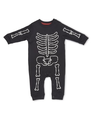 skeleton print onesie