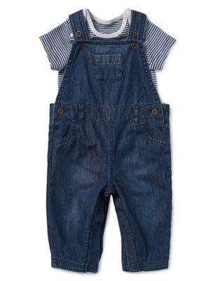 2 Piece Pure Cotton Iconic Dungaree & Bodysuit Outfit | M&S