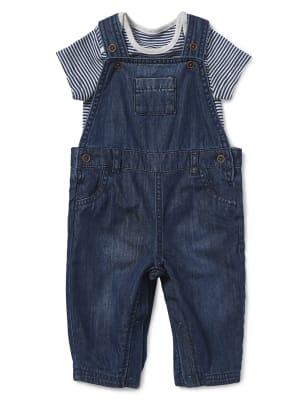 2 Piece Pure Cotton Iconic Dungaree & Bodysuit Outfit | M&S