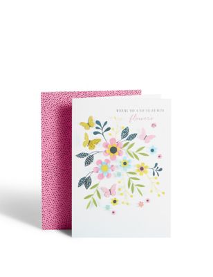 Paper Floral Birthday Card | M&S