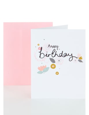 Pink Floral Mini Birthday Card | M&S