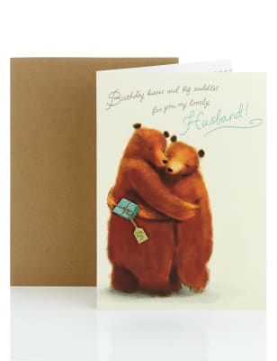 Husband Cuddling Bears Birthday Card | M&S