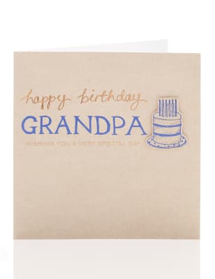 Blue Birthday Cake Grandpa Birthday Card | M&S