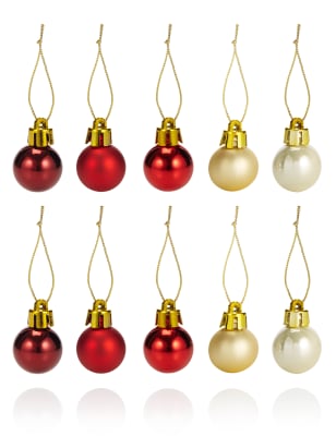 20 Red & Gold Mini Bauble Present Toppers | M&S