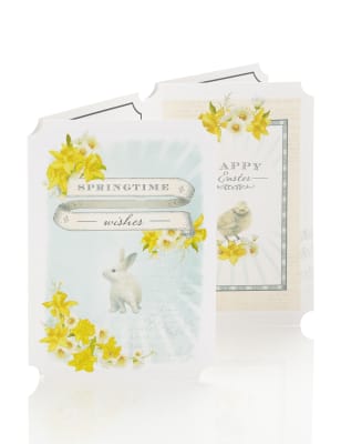 6 Easter Vintage Style Chick & Rabbit Multipack Cards 