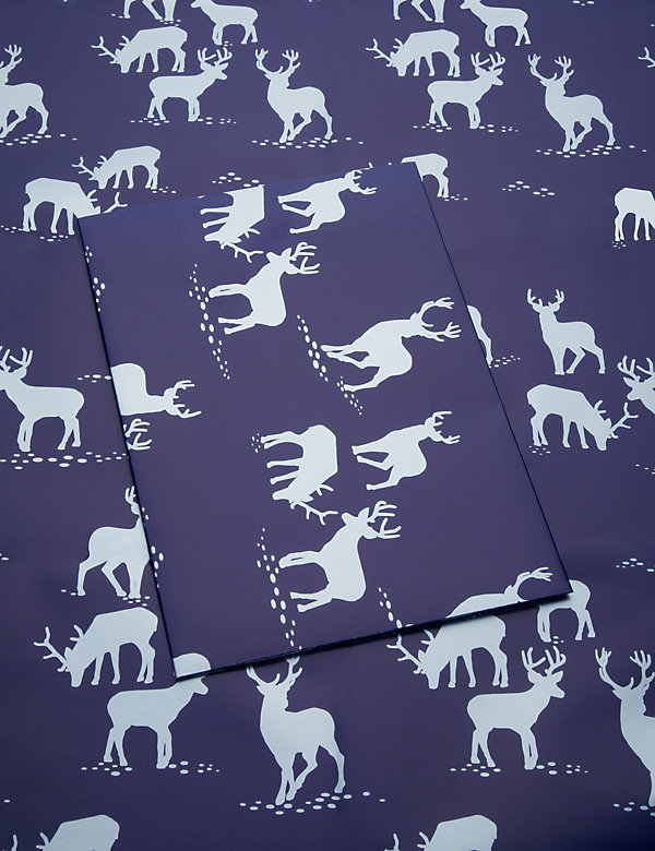 Blaues Geschenkpapier mit Hirschdesign - AT