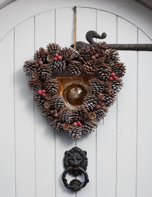 Dusty Pine Cone Heart Wreath M S