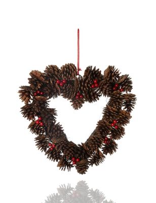 Heart Shaped Pine Cone Christmas  Wreath M S 