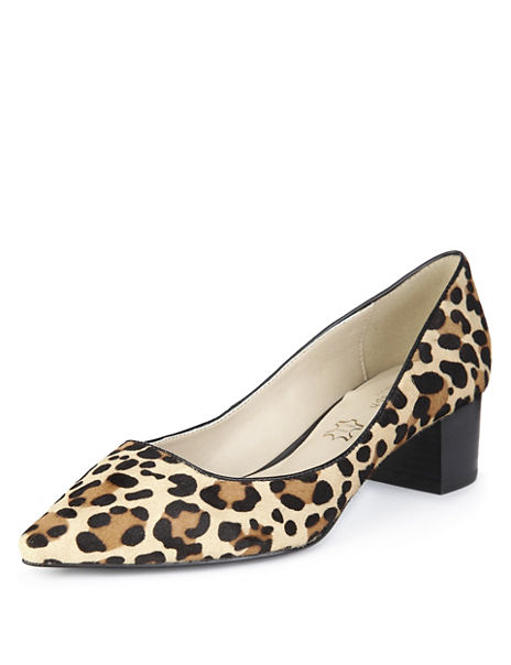Leather Wide Fit Leopard Print Shoes with Insolia® | Autograph | M&S