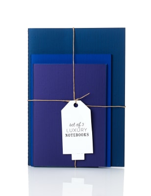 Set of 3 Luxury Blue Notebooks | M&S