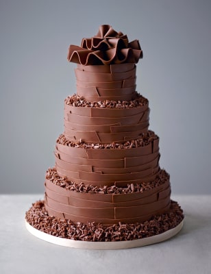 Milk Chocolate Ribbons Wedding  Cake  M S