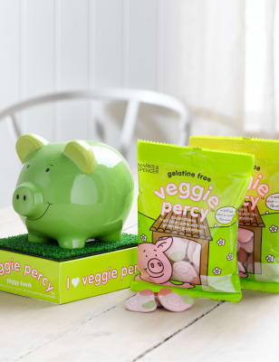 Veggie Percy - Ceramic Piggy Bank & Veggie Percy Sweets 