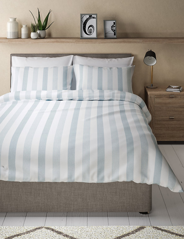Hadley Pure Cotton Striped Bedding Set, Grey White Striped Duvet Cover