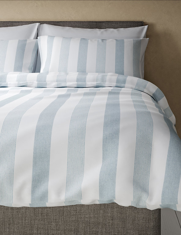 Hadley Pure Cotton Striped Bedding Set, Blue Pinstripe Duvet Cover