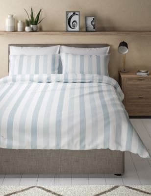 Bedding Sets Duvet Covers Classic Wide Stripe Blue Grey Cream Cotton Blend Super King Duvet Cover Home Furniture Diy Cruzeirista Com Br