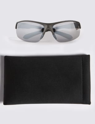 The Haymaker x Polarized Wrap Around Sunglasses Black/Mirror