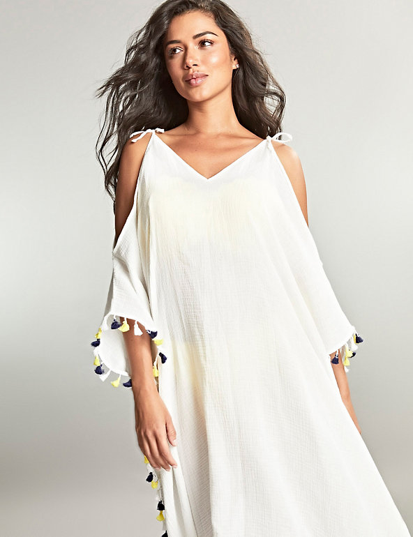 Halle Pure Cotton Textured Beach Dress Image 1 of 2